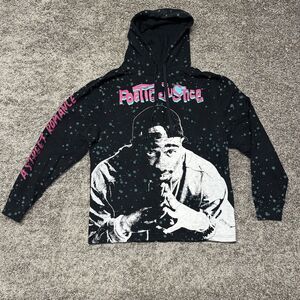 Tupac‎ Poetic Justice Hoodie Mens Small Black Graphic Print All Over Y2K 2Pac